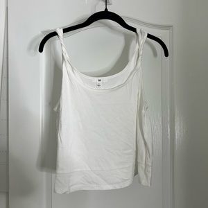 BP Twist Strap Sleeveless Tank Top Scoop Neck Cotton White Lightweight SZ S